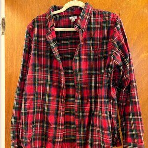 LL Bean Flannel Plaid Button Down